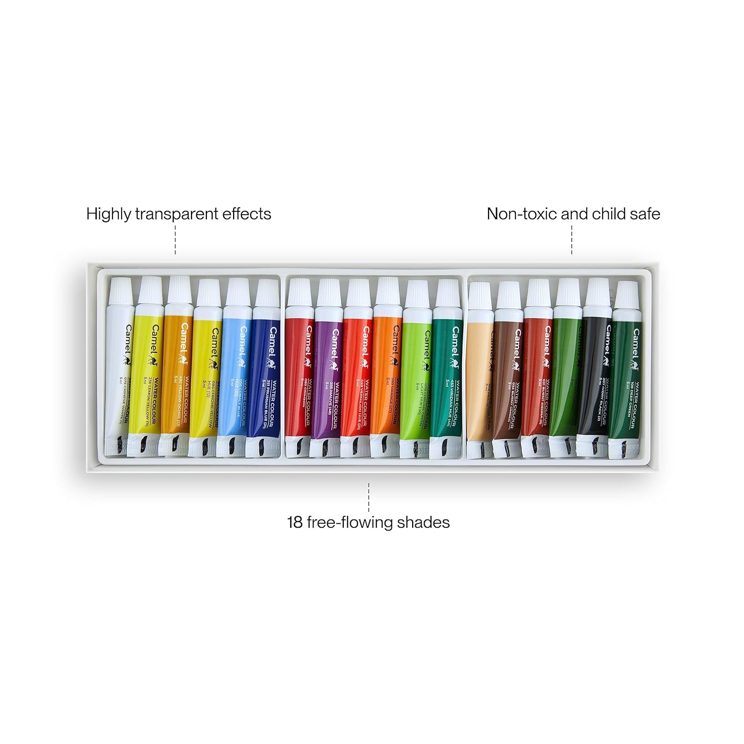 Camel Student Water Color Tube - 5ml Tubes, 18 Shades