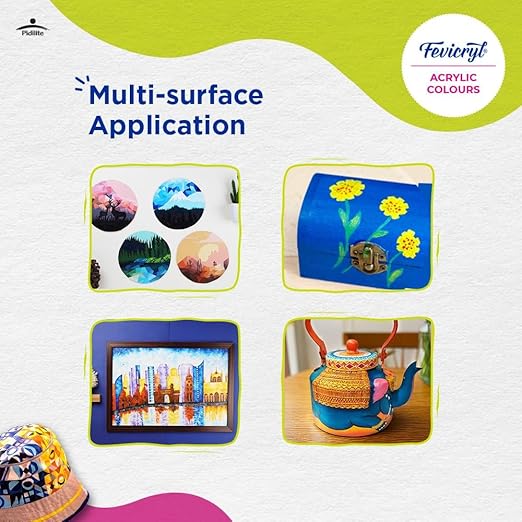 Fevicryl Acrylic Colours Sunflower Kit | 10 Colours x 15 ml