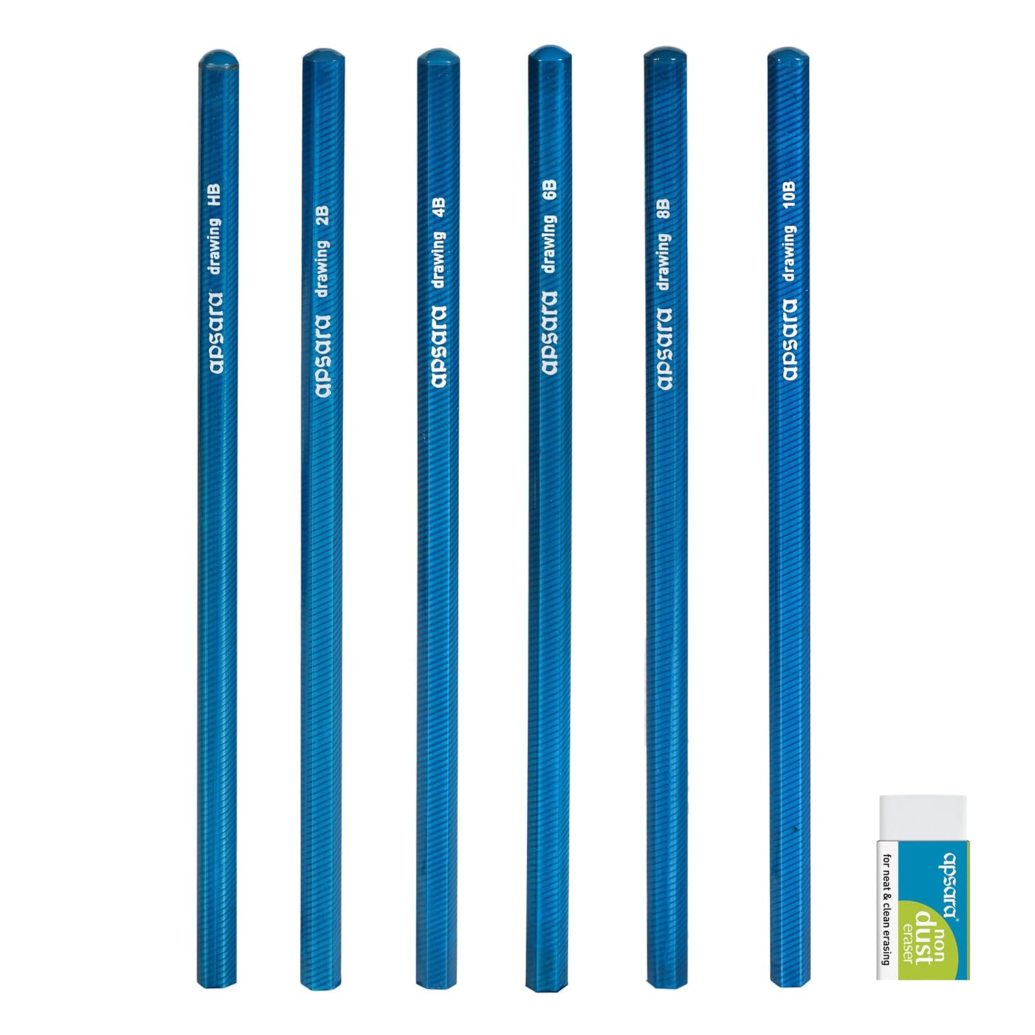 Apsara Assorted Drawing Pencils, HB, B, 2B, 2B, 4B, 6B - Pack of 6
