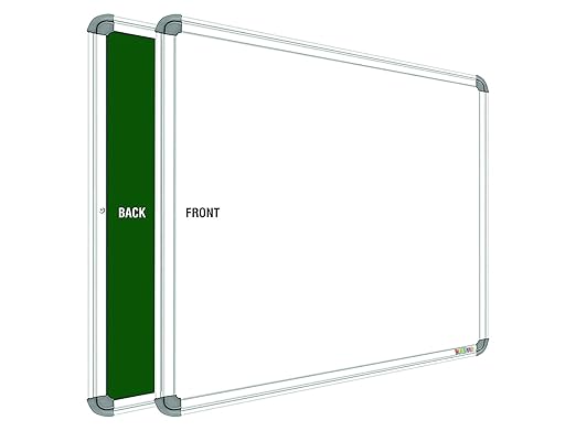 Aluminium Non Magnetic Double Sided White Board and Chalk Board Front Side whiteboard Marker Surface and Back Side Chalkboard Surface