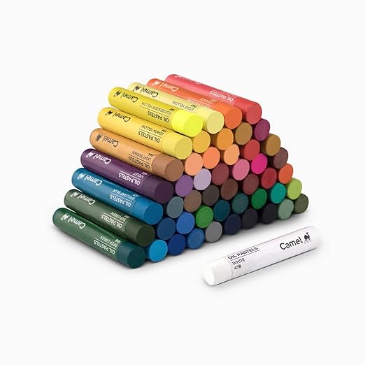 Camel Oil Pastel with Reusable Plastic Box - 50 Shades ,Multicolor