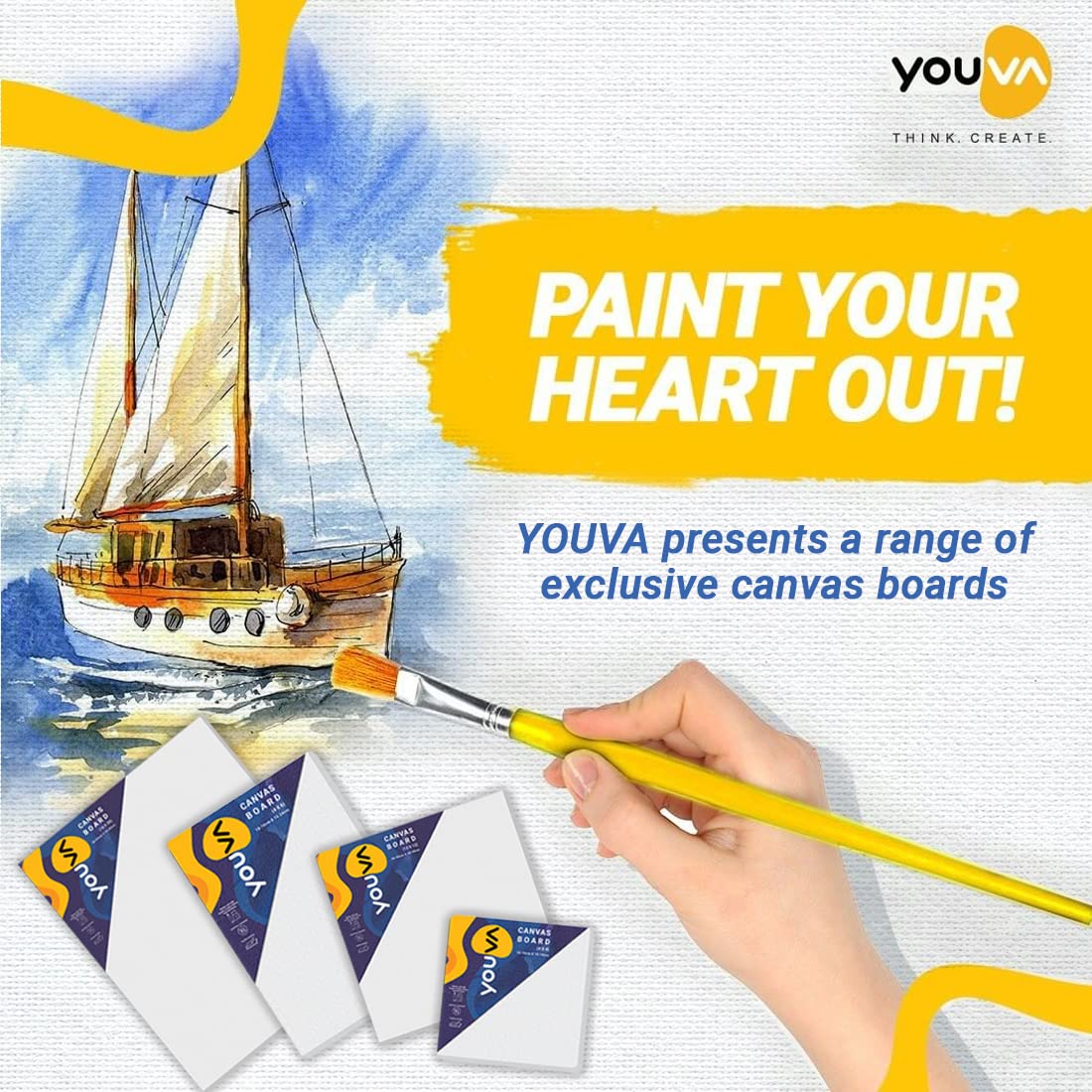 Navneet Youva |Cotton White Blank Canvas Boards ,16x20