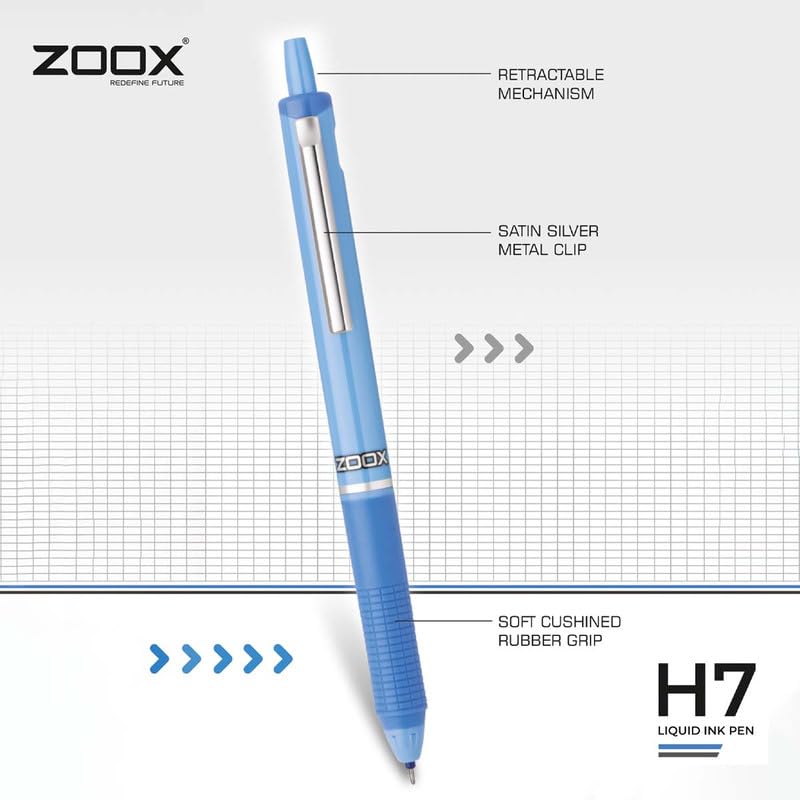 ZOX H7 Retractable Liquid Ink Pen - Needle Tip, Blue