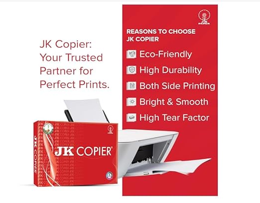 JK A4 multipurpose WHITE Copier Paper - A4, 75 GSM, 1 Ream, 500 Sheets