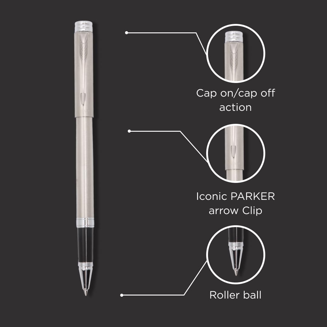 Parker Folio Stainless Steel Chrome Trim Roller Ball
