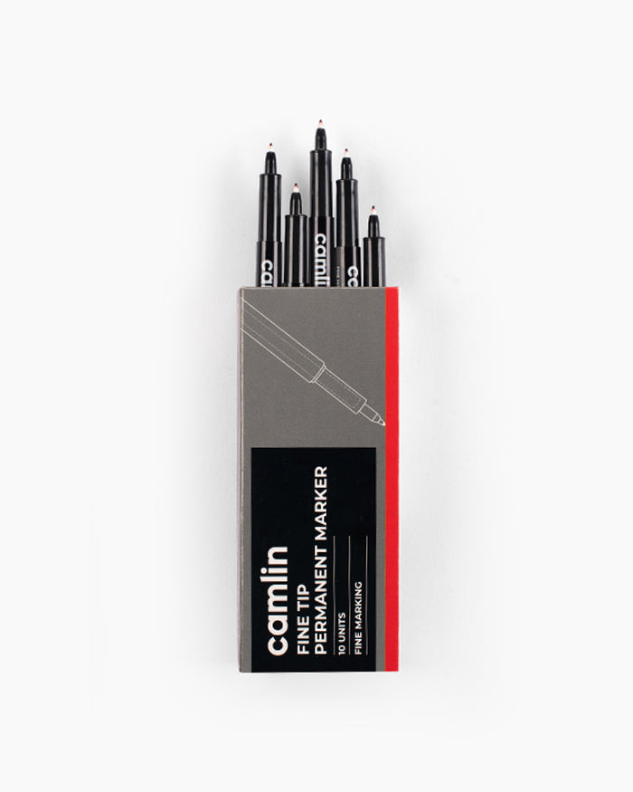 Camlin Fine Tip Permanent Markers Red (Set of 10)
