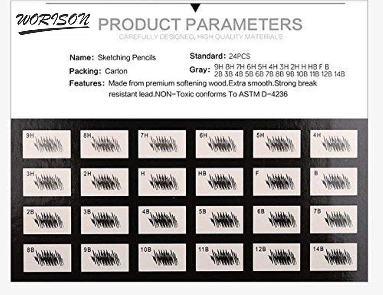 worison Fine Art Drawing&Sketching Pencils-24Pcs,Black