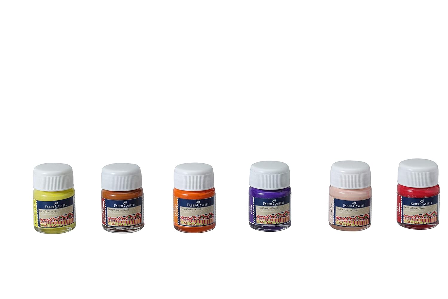 Faber-Castell Fabric Colours for Painting – 10ml x 12 Shades | Fabric Paint Set for Clothes, Bags, Cushions & More