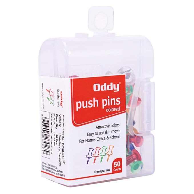 ODDY Push Pins, Board Pins, Thumb Pins, Multicolour Push Pin, (Pack of 2, 100 pcs)