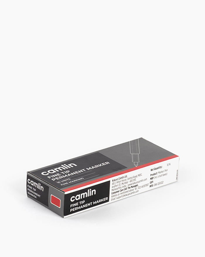 Camlin Fine Tip Permanent Markers Red (Set of 10)