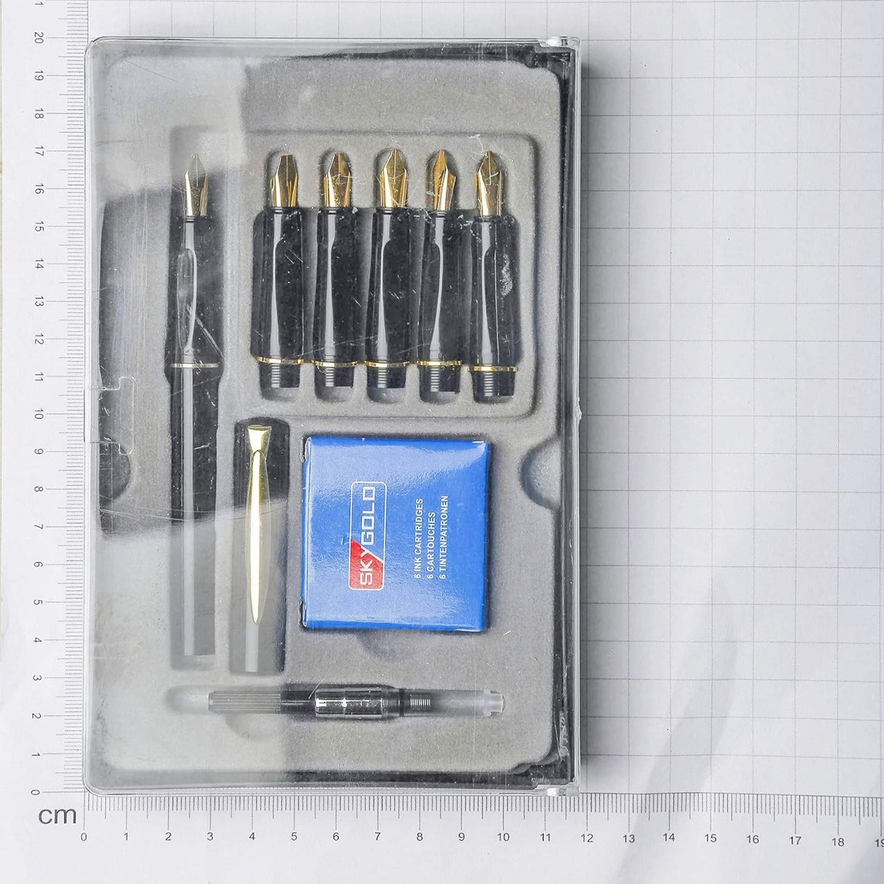 Sky Gold Calligraphy Pen Set 6 Nib & 6 Ink Cartridge