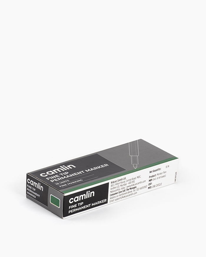 Camlin Fine Tip Permanent Markers Green (Set of 10)