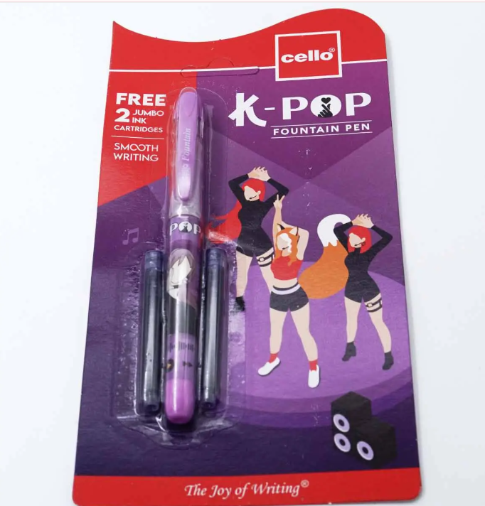 Cello K-Pop Designed Purple Color Body Fountain Pen With 2 Ink cartridges