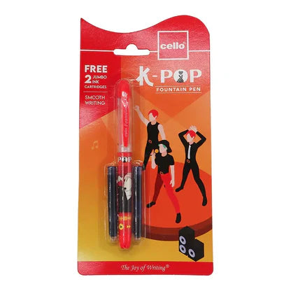 Cello K Pop Fountain Pen with 2 Cartridges Blue Ink
