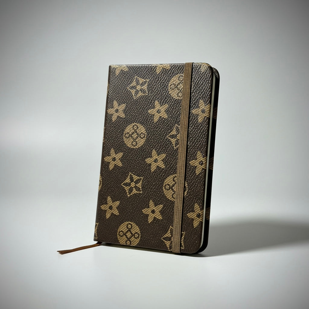 Luxury Monogrammed Hardcover Pocket Diary / Notebook - Brown & Gold