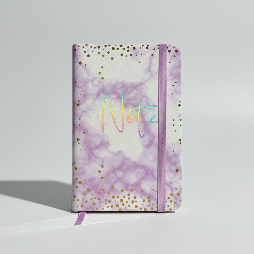 Iridescent 'Note' Pocket Diary / Journal - Marble & Gold Foil Design