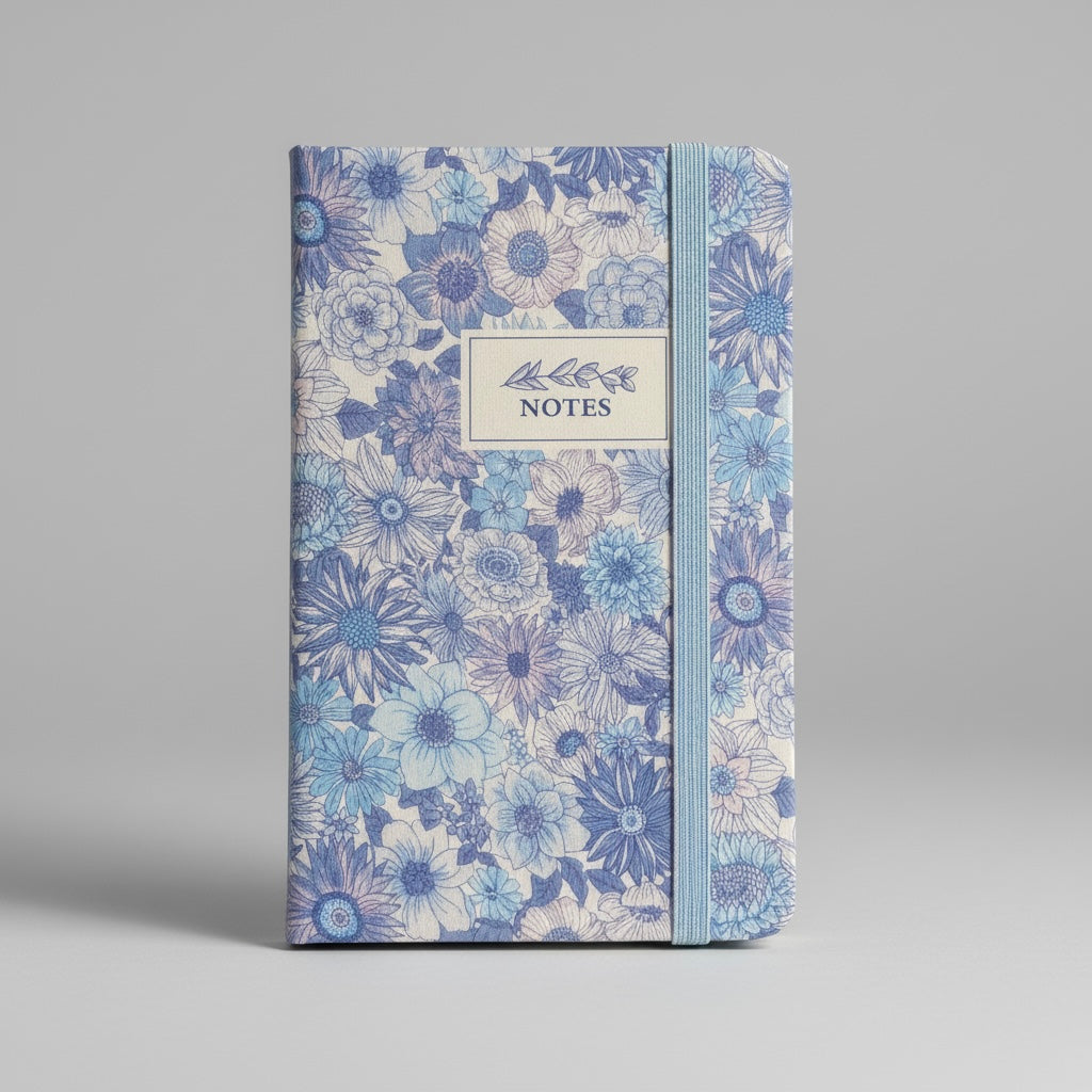 Serene Blue Floral Pocket Notebook