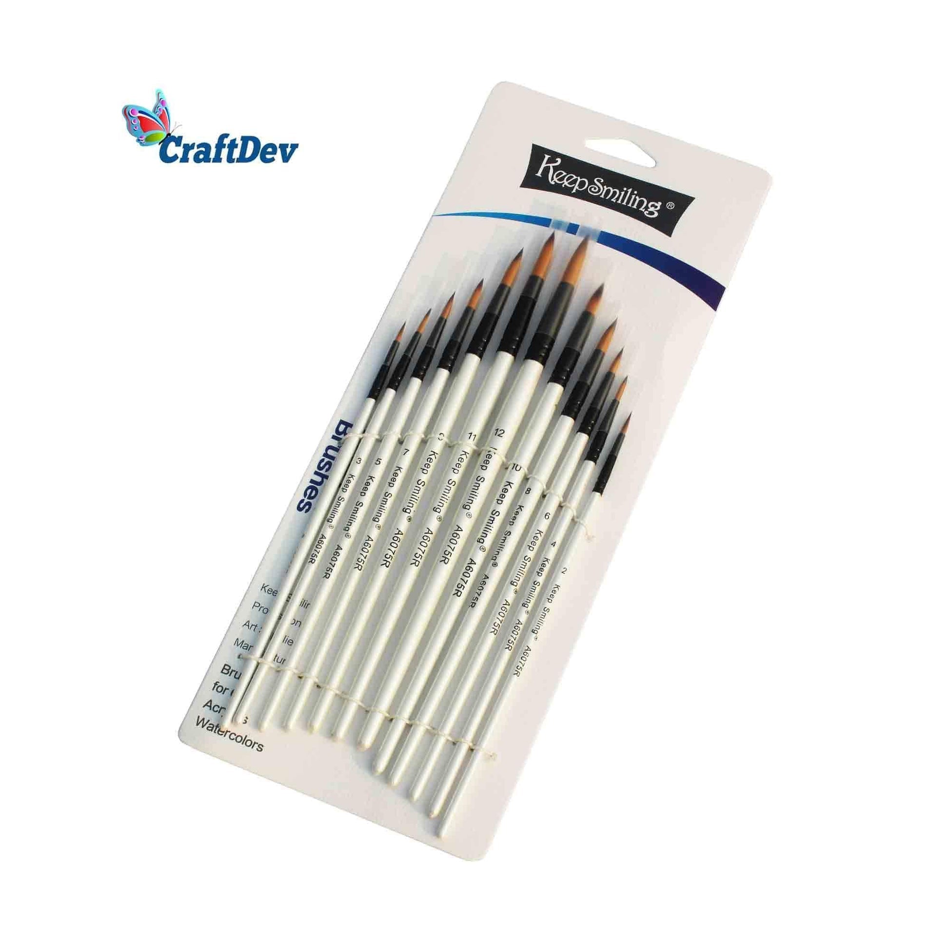 Round Pointed Tip Paint Brushes Set, 12 Pcs Artist Paintbrushes