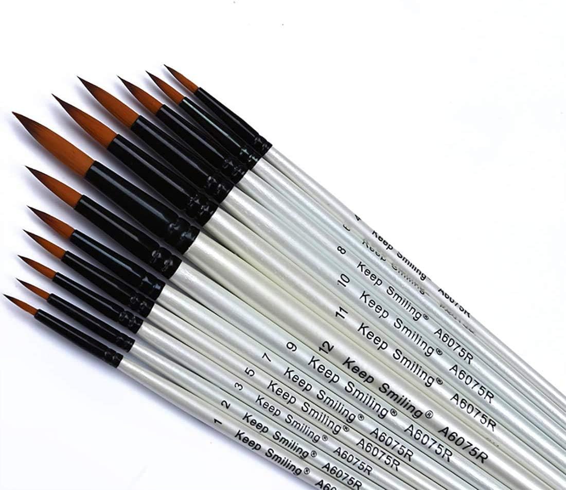 Round Pointed Tip Paint Brushes Set, 12 Pcs Artist Paintbrushes