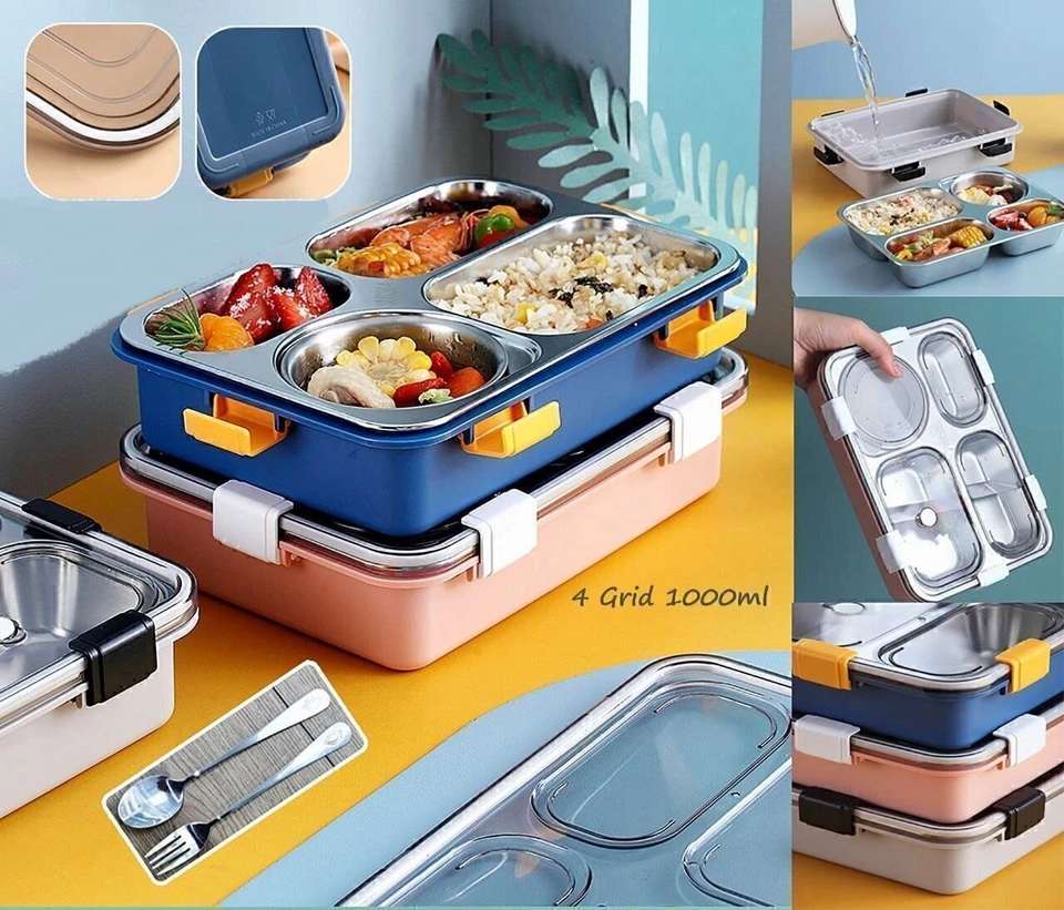 900 ML 4-Compartment Stainless Steel Lunch Box