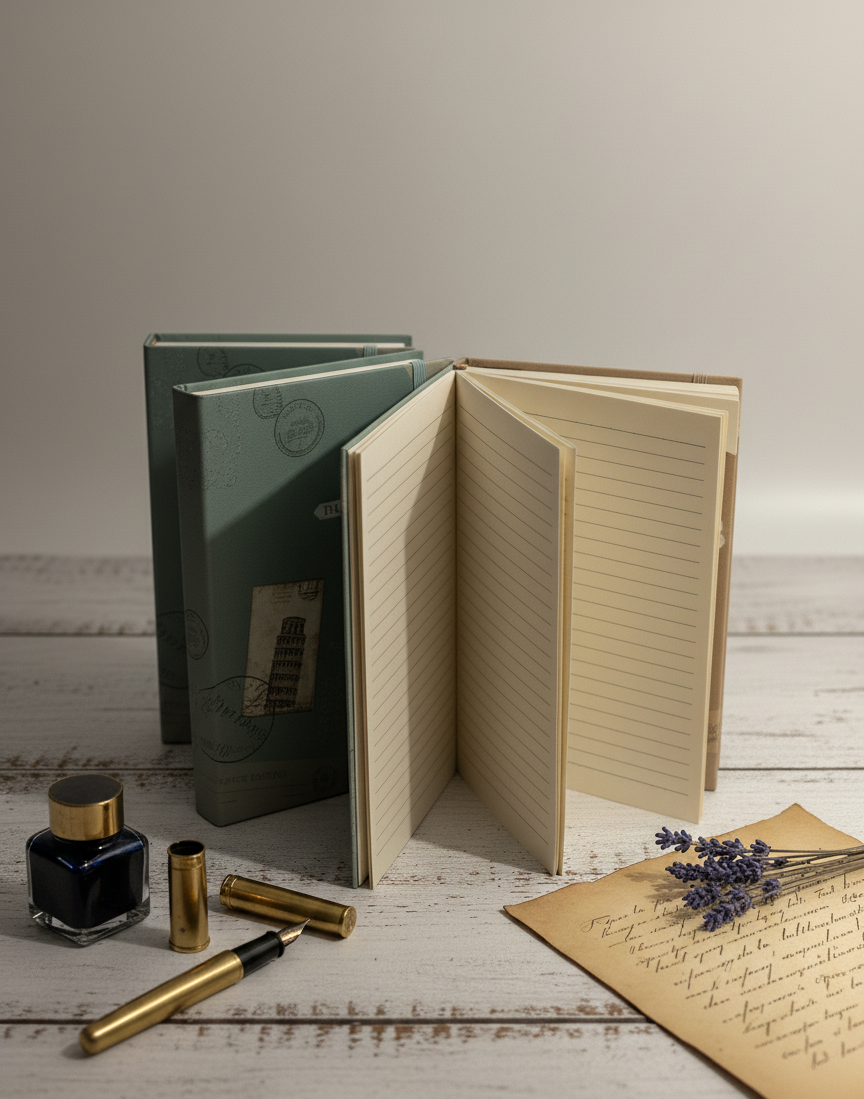 Vintage Travel-Themed Hardcover Diary