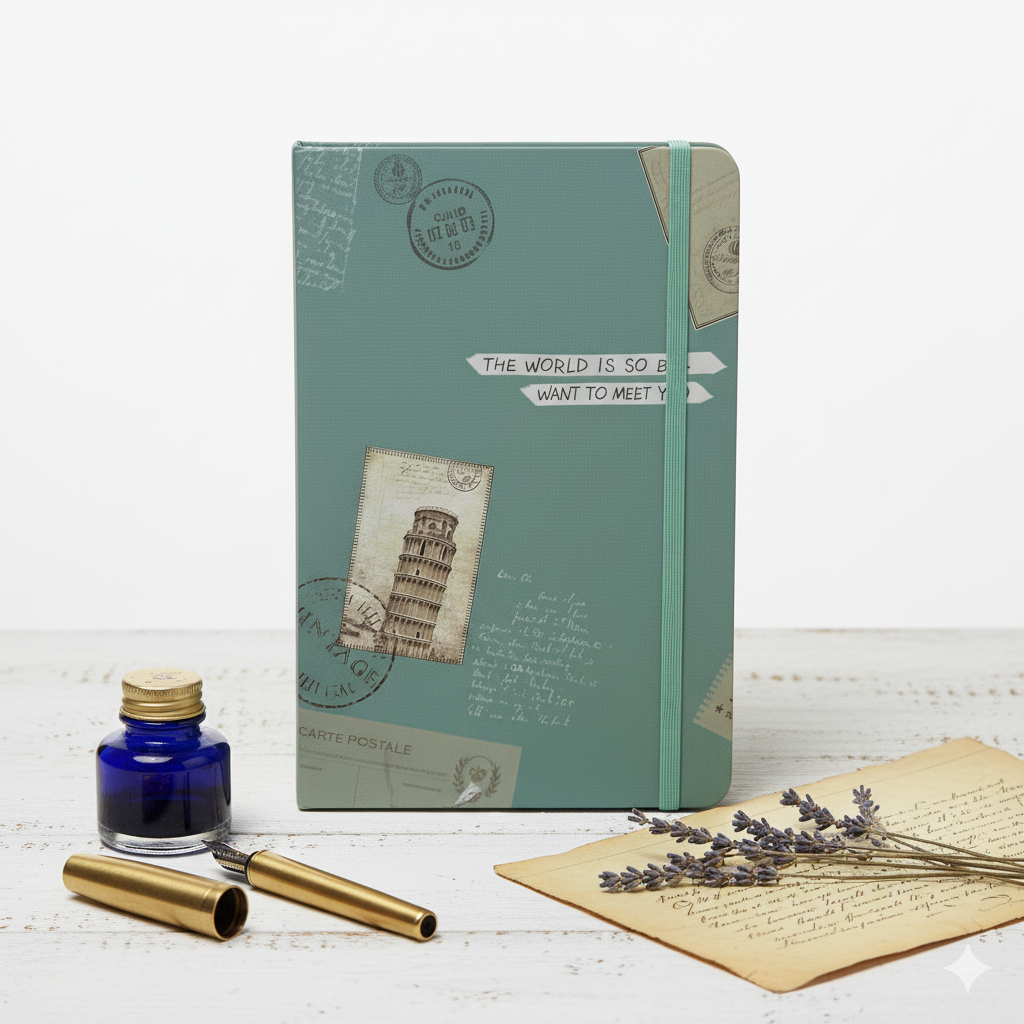 Vintage Travel-Themed Hardcover Diary