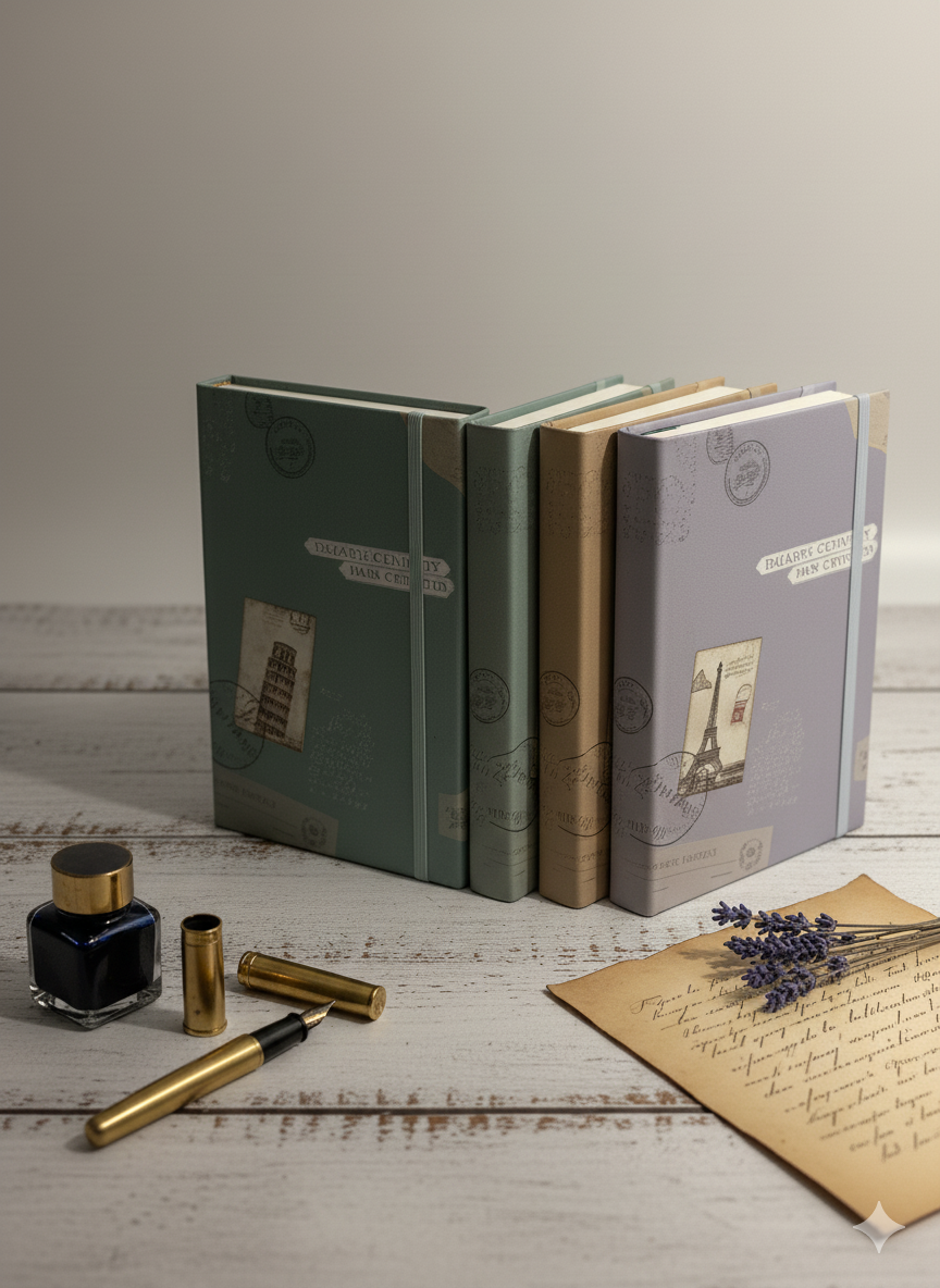 Vintage Travel-Themed Hardcover Diary