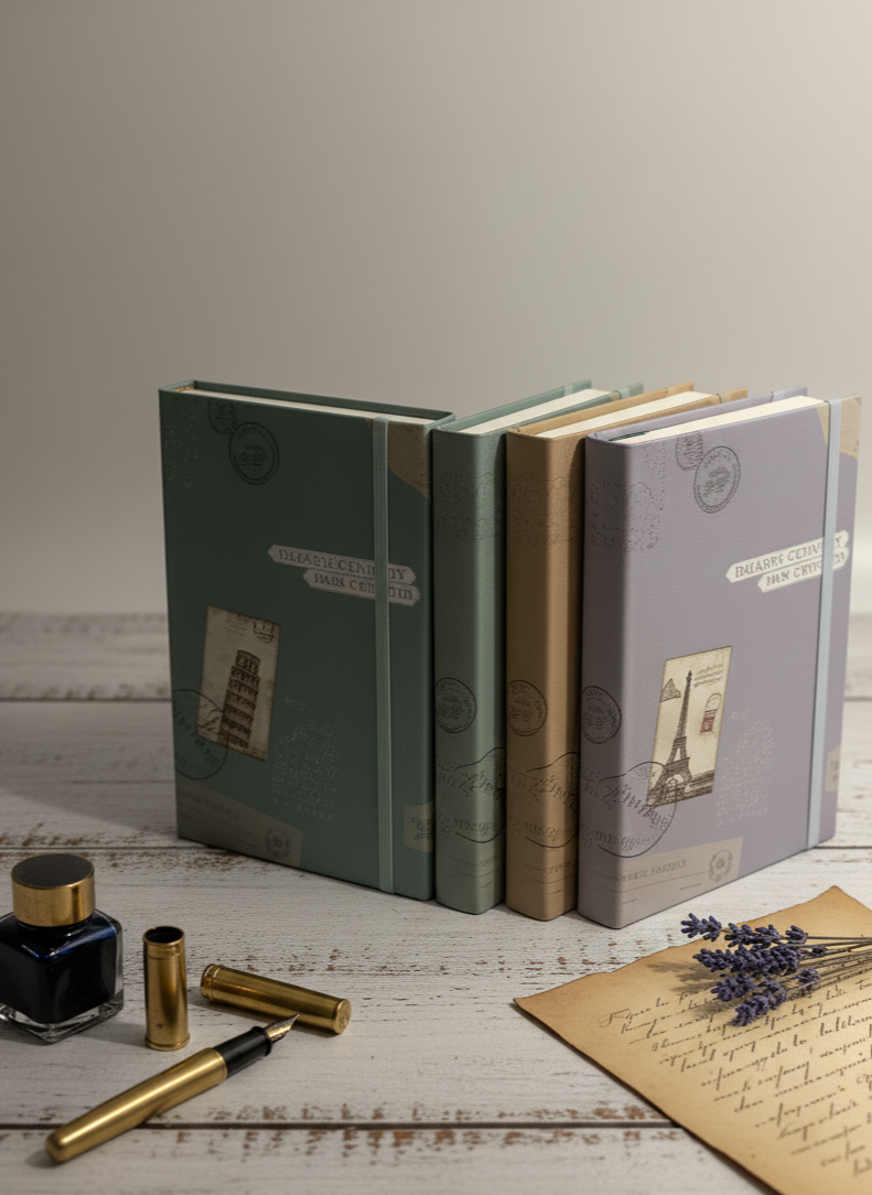 Vintage Travel-Themed Hardcover Diary