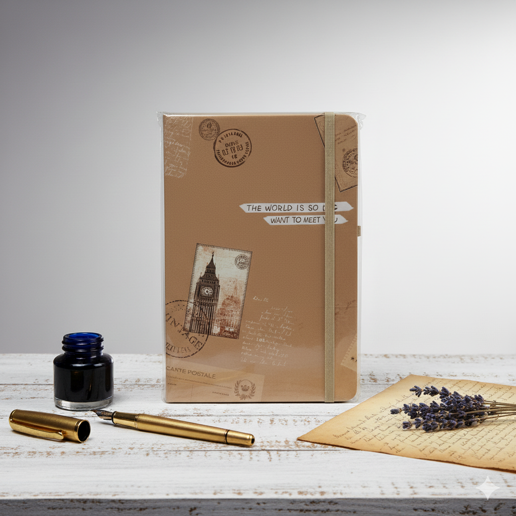 Vintage Travel-Themed Hardcover Diary