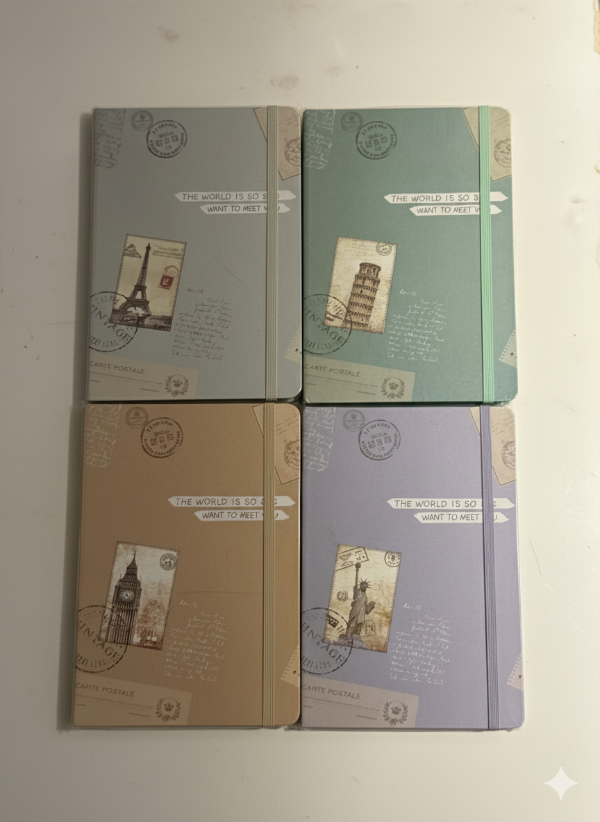 Vintage Travel-Themed Hardcover Diary