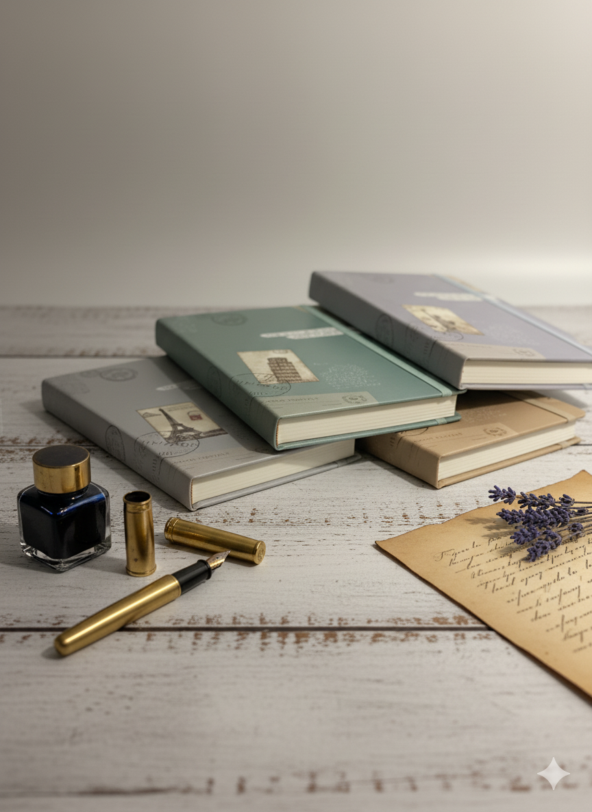 Vintage Travel-Themed Hardcover Diary