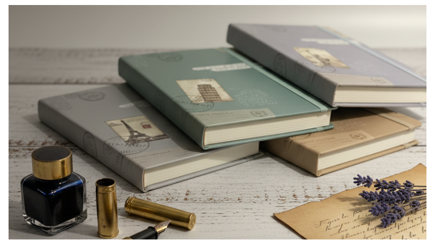 Vintage Travel-Themed Hardcover Diary