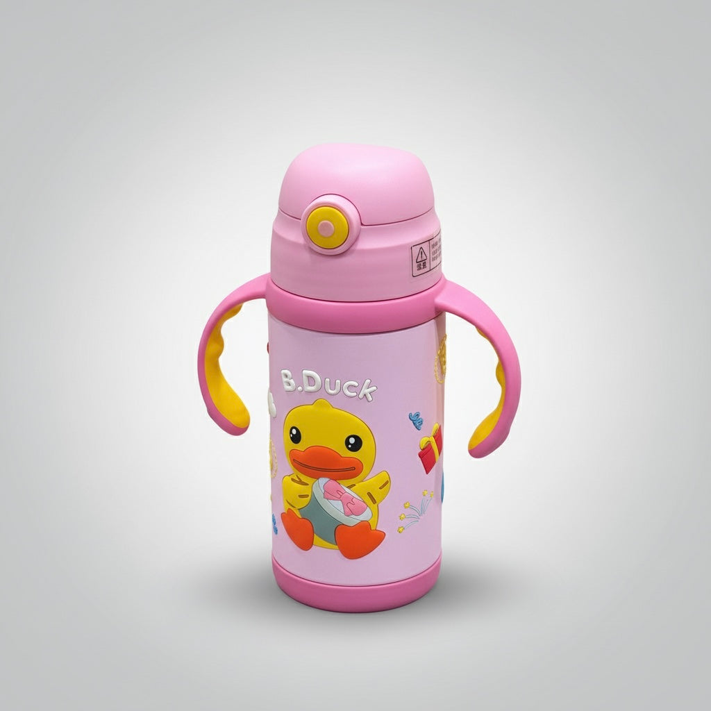 B.Duck Children's Pink Water Bottle with Handles