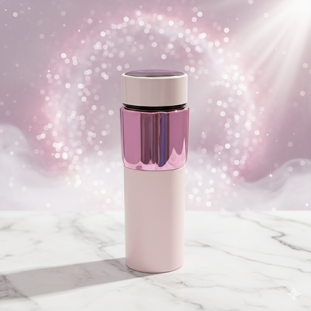 Chic Blush Pink Thermal Bottle with Rose Gold Accent