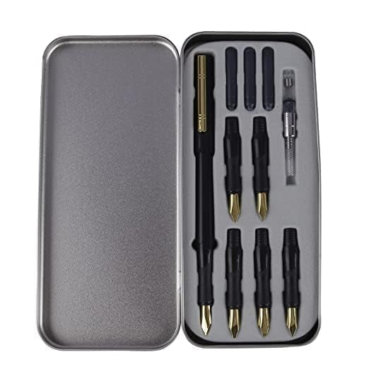 FRKB Sky Good Calligraphy Set with 3 Nibs, 5 Ink Cartridges & 1 pens Pen Gift Set (Ink Color - Black)