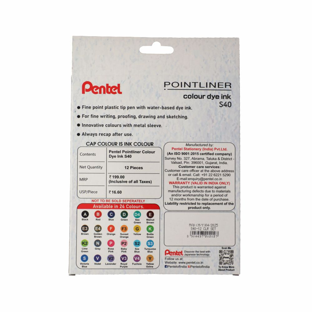 Pentel Pointliner Color Dye Ink