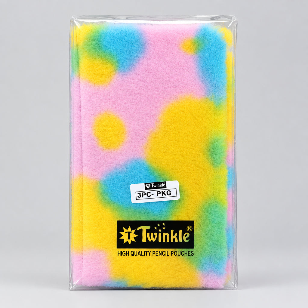 Twinkle 3-Piece Pack Furry Pencil Pouches – Multicolor