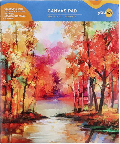 YOUVA Canvas Pad for Painting, Sketch, Acrylic & Oil Paint, Size 10" x 12", 10 Sheets