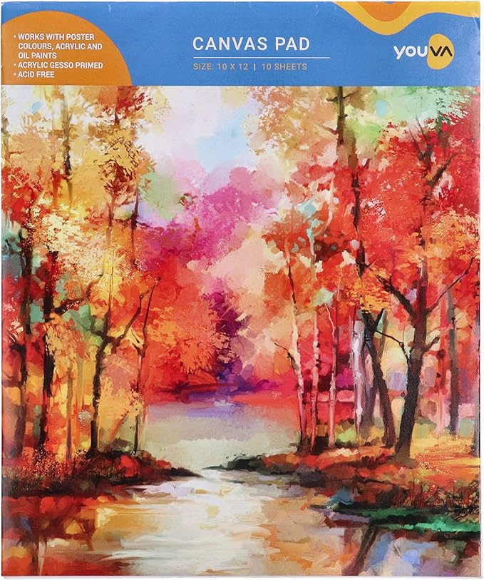YOUVA Canvas Pad for Painting, Sketch, Acrylic & Oil Paint, Size 10" x 12", 10 Sheets