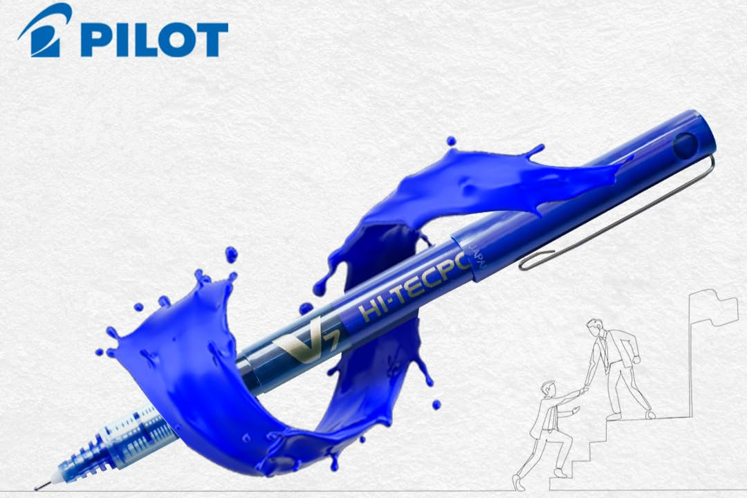 Pilot Hi-TechPoint V7 0.7mm Fine Point Pure Liquid Ink Roller Ball Pen | Blue Ink, Pack Of 5