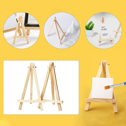 Mini Wood Display Easel Natural Craft Table Stand 6 inch x 4.5 inch Set of 2 Piece (Small)