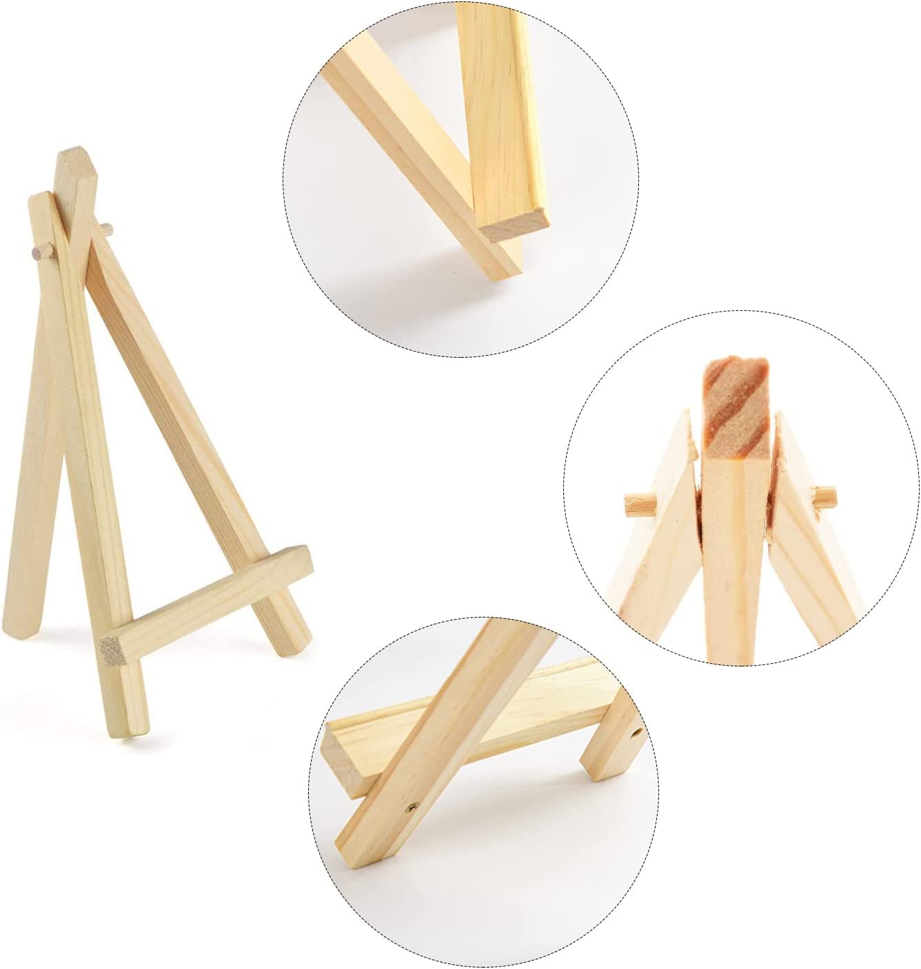 Mini Wood Display Easel Natural Craft Table Stand 6 inch x 4.5 inch Set of 2 Piece (Small)