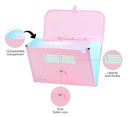 Worldone Expanding File Folder with Handle & Lock 13 Indexed Pocket for Documents Sorting Durable Long Lasting