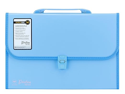 Worldone Expanding File Folder with Handle & Lock 13 Indexed Pocket for Documents Sorting Durable Long Lasting