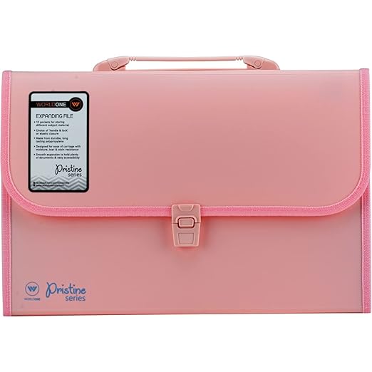 Worldone Expanding File Folder with Handle & Lock 13 Indexed Pocket for Documents Sorting Durable Long Lasting