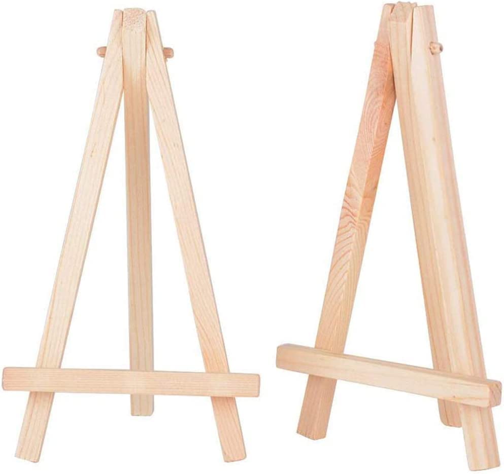 Mini Wood Display Easel Natural Craft Table Stand 6 inch x 4.5 inch Set of 2 Piece (Small)