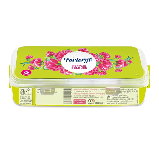 Fevicryl Acrylic Colours Sunflower Kit | 10 Colours x 15 ml