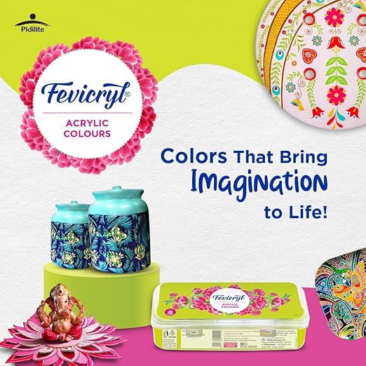 Fevicryl Acrylic Colours Sunflower Kit | 10 Colours x 15 ml