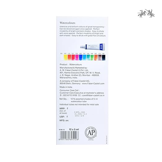 Faber-Castell Creative Studio Watercolour Paint Set – 12 x 5ml Tubes |