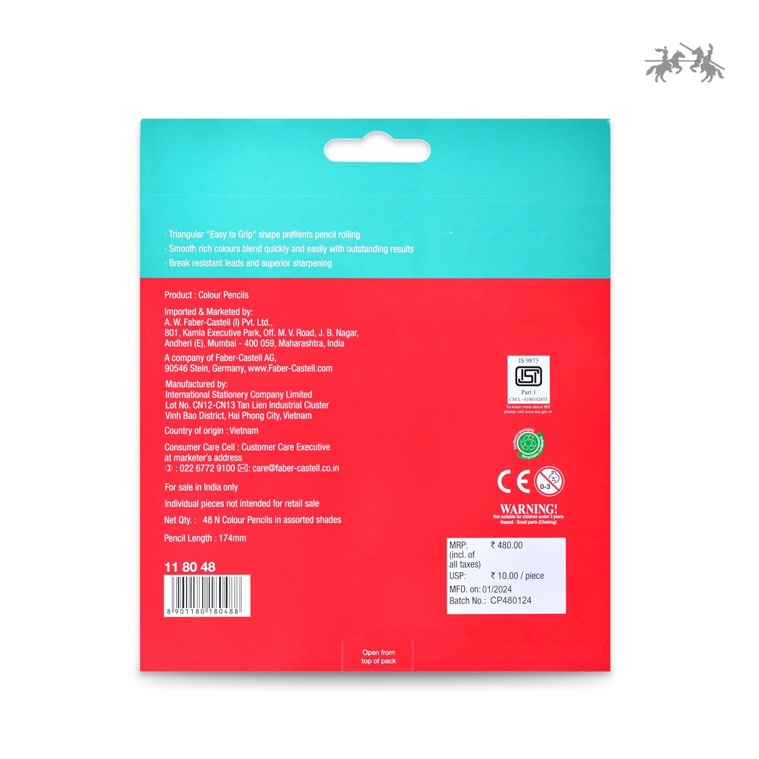 Faber-Castell Triangular Colour Pencil Set – Pack of 48 | Super Soft, Smooth & Child-Safe Colour Pencils |